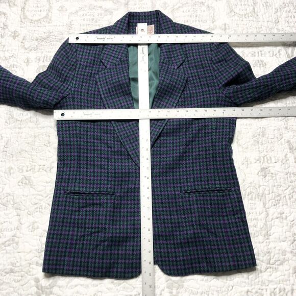 Pendleton Woolen Mills Plaid Green/Purple Checkered Wool Blazer 10 Petite - Picture 11 of 12